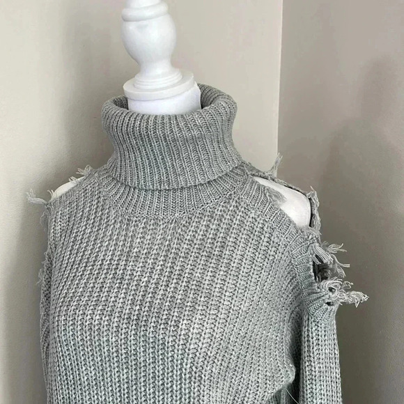 Almost Famous Gray Cutout Turtleneck Sweater Dress​​ - Picture 3 of 10